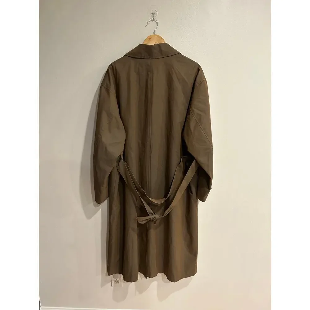 Vintage Barney's New York Brown oversized belted trench coat mens sz 40 S